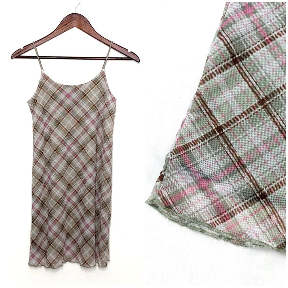 Colorful Planet Plaid Mini Dress Girl 14 Pink Green Lizzie Mcguire Preppy Summer